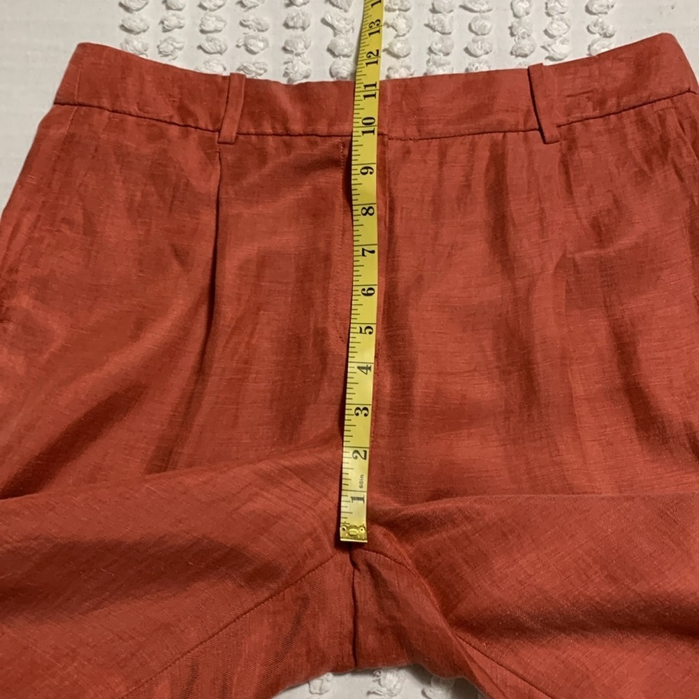 J. Crew Women’s Linen Blend Terracotta Size 10 Pleated Trousers Office Quiet - Picture 10 of 12